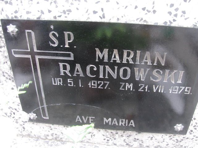 Marian Racinowski 1927 Licheń Stary - Grobonet - Wyszukiwarka osób pochowanych